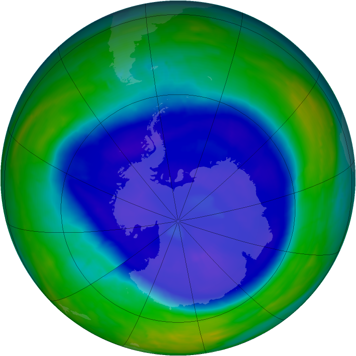 Antarctic ozone map for 14 September 2008